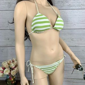 RUEHL No. 925 Green and White Stripe String Bikini